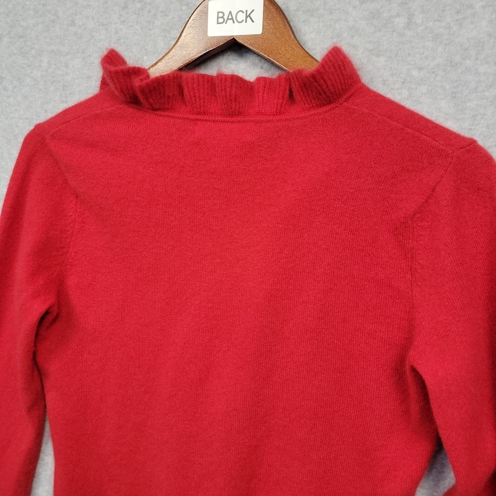 Marshall Fields Cashmere Knit Ruffle V-neck Sweater Red Feminine Womens Sz S - Picture 5 of 13